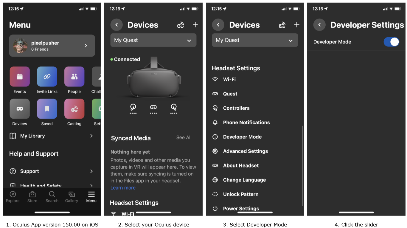 Enable Developer Mode on Oculus Devices